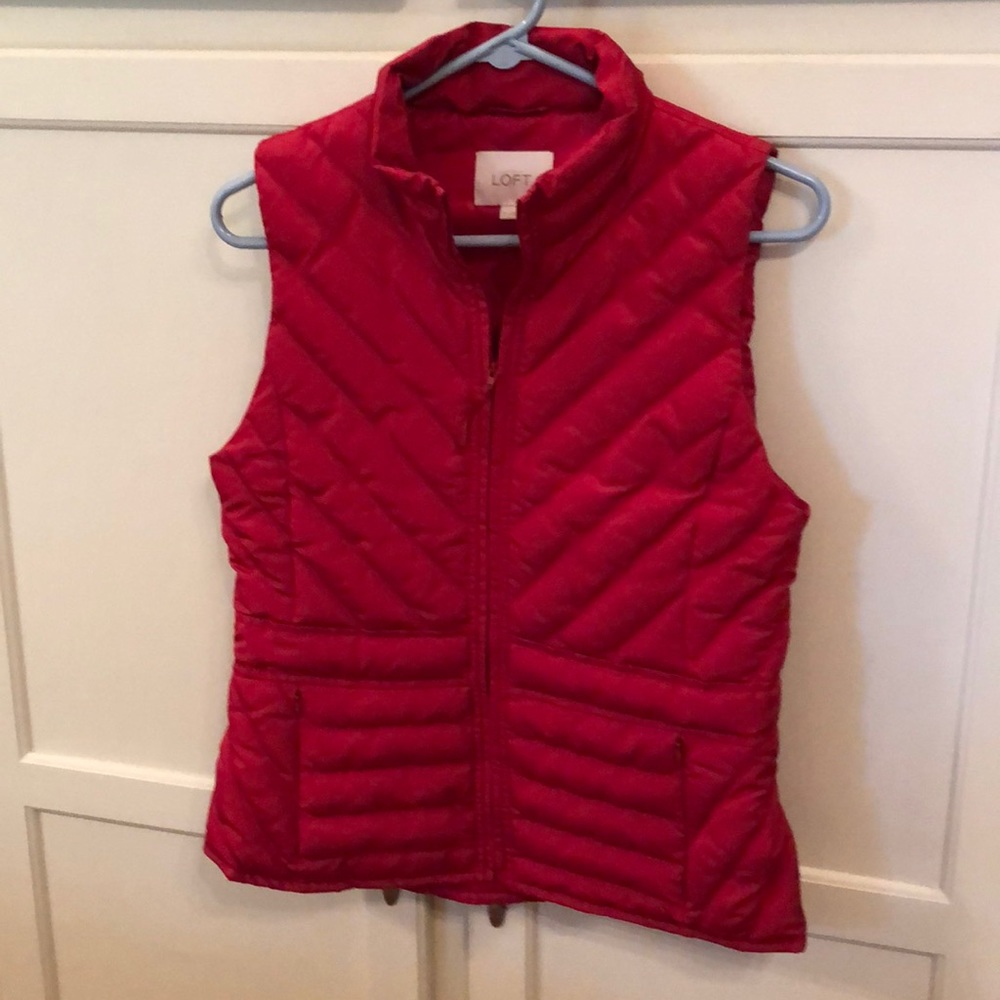 Loft Ann Taylor Red Puffer Vest Size XS